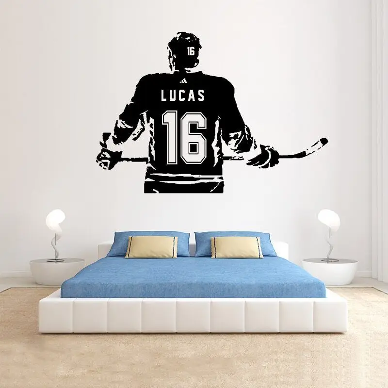 Hockey Vinyl Sticker Custom Name Hockey Decal Hockey Wall Decor Numbers A1-047 Paper ROWNOCEAN Modern Ice Choose Name and Jersey