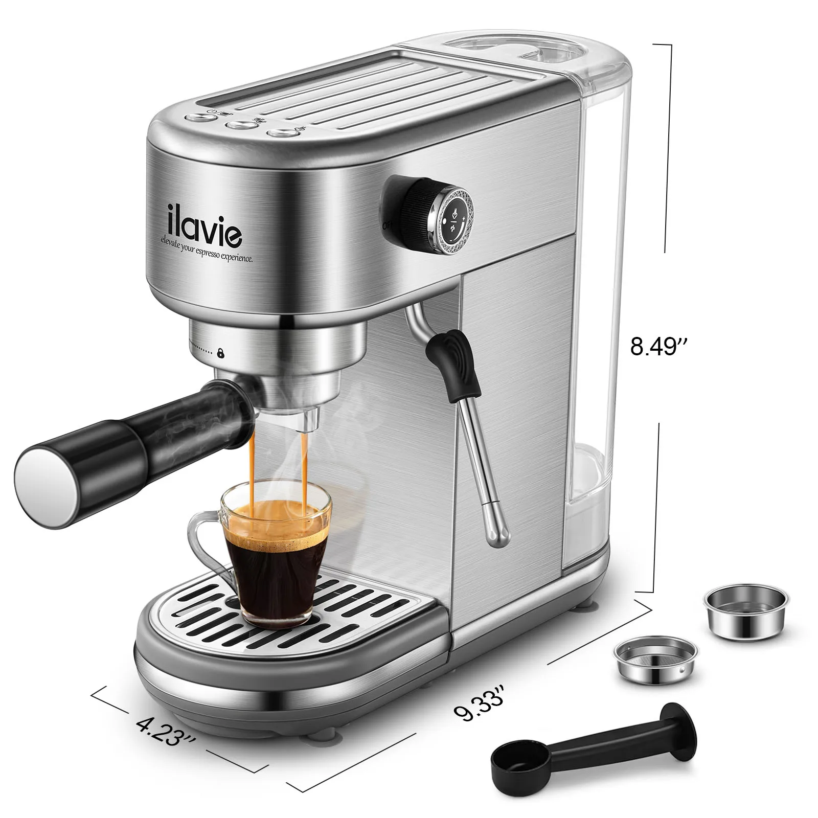 Home Espresso Machine 20Bar Coffee Espresso Marker with Steam Wand 1350W Cappuccino Latte Machine with 1.2L Removable Water Tank