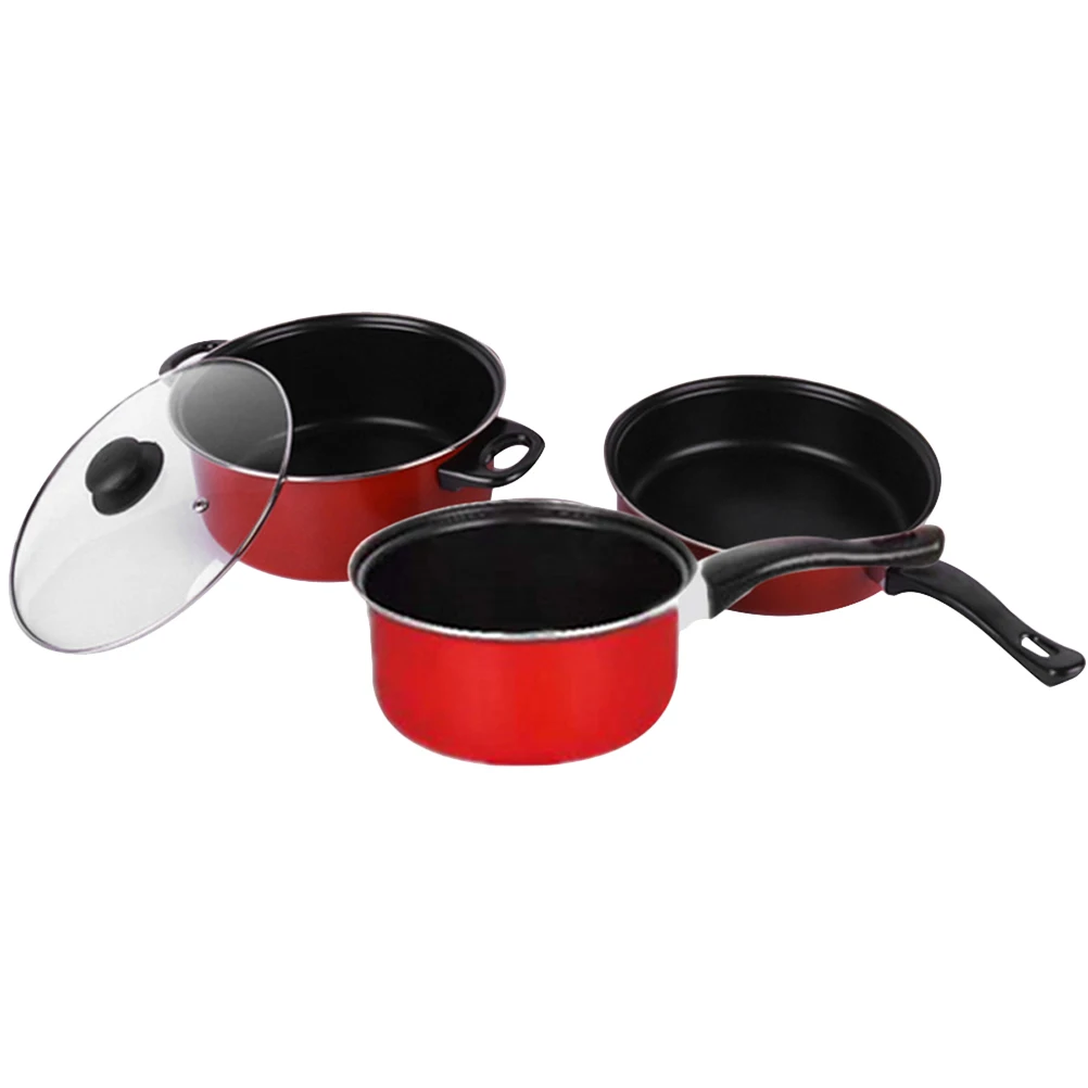 

3 Pcs Cooking Accessories Frying Pan Soup Pot Milk Pan Kitchen Utensil Non Stick Practical Cooking Tool Kitchen Utensil Gift