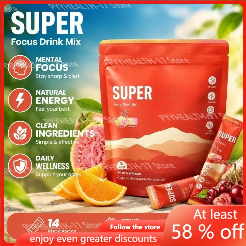 Adaptogenic Drink Mix Powder Packets with N-Acetyl-L-Tyrosine, Lion's Mane, Alpha-GPC, L-Theanine Pineapple Flavor 20 Packets