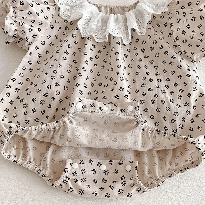 2025 New Summer Infant Baby Girls Bodysuits Short Sleeved Cotton Print Toddler Baby Girls Jumpsuit 0-24M Children Clothes 6