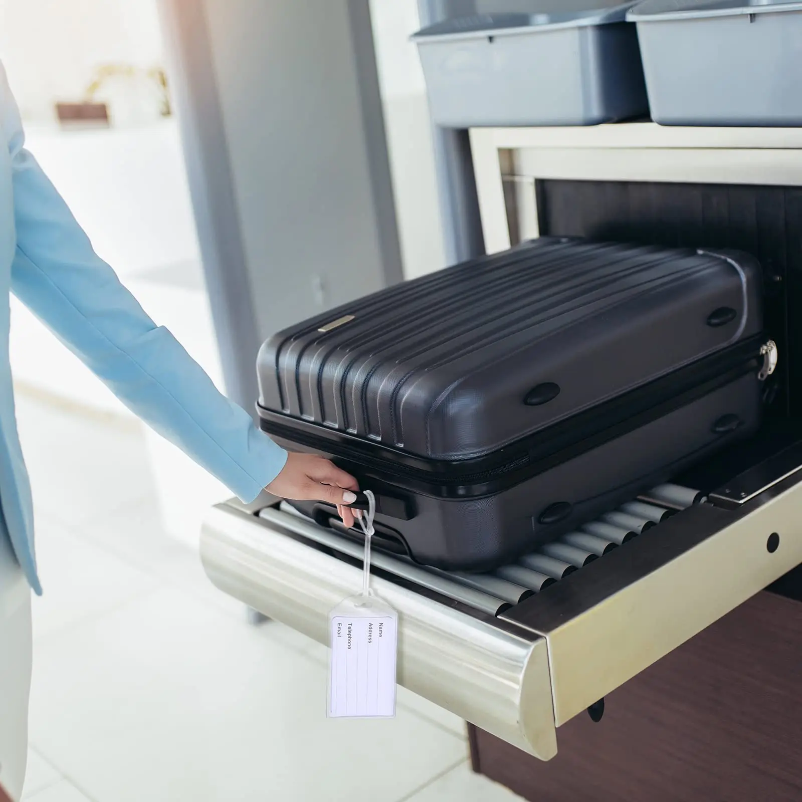 PVC โปร่งใส LuggageTag กันน้ําระบุการ์ดทํางานผู้ถือบัตรกระเป๋าเดินทางแท็กกระเป๋าเดินทางหมวดหมู่อุปกรณ์เสริมการเดินทาง