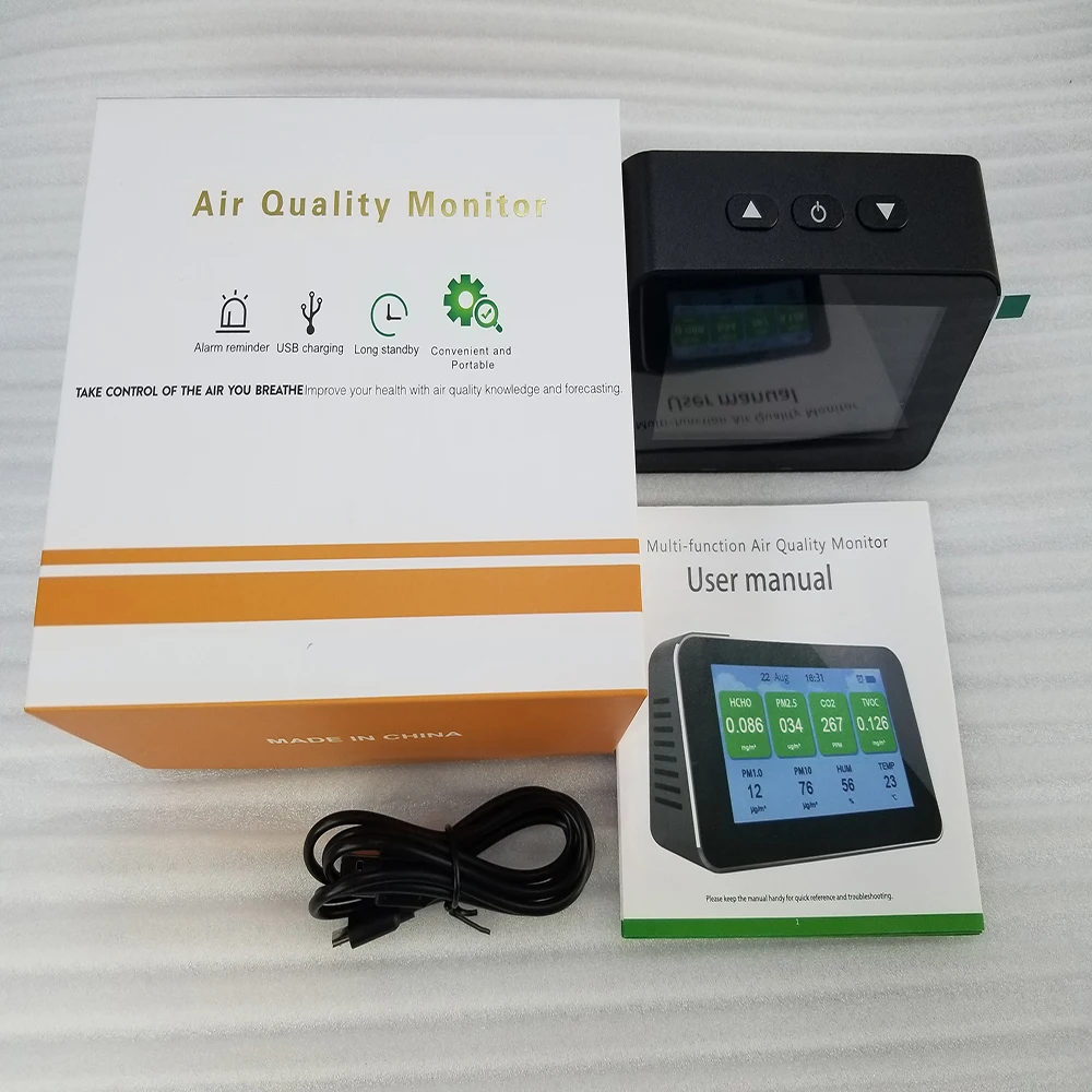 Dienmern New DM601B Multifunctional Air Quality Detector PM2.5/HCHO/TVOC Monitor LCD Display Temperature and Humidity Value