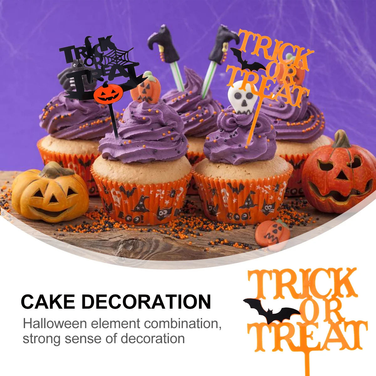

5pcs Halloween Cake Inserts Food Grade Acrylic Ornament For Baking Decor Spooky Cake Insert Cards Party Supplies