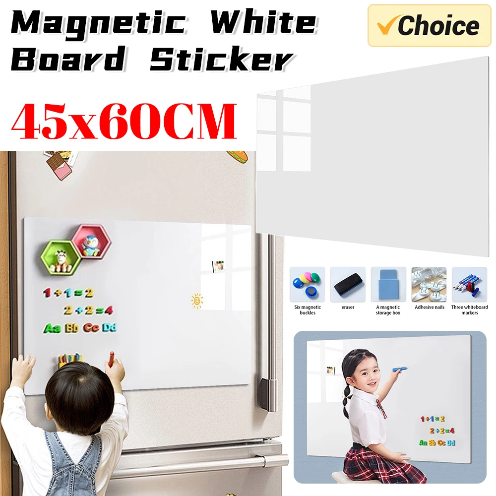 Magnetic White Board Sticker Include Marker Magnet Eraser Wall Dry Erase Board Magnetic Dry Erase Whiteboard for Kid Office Home
