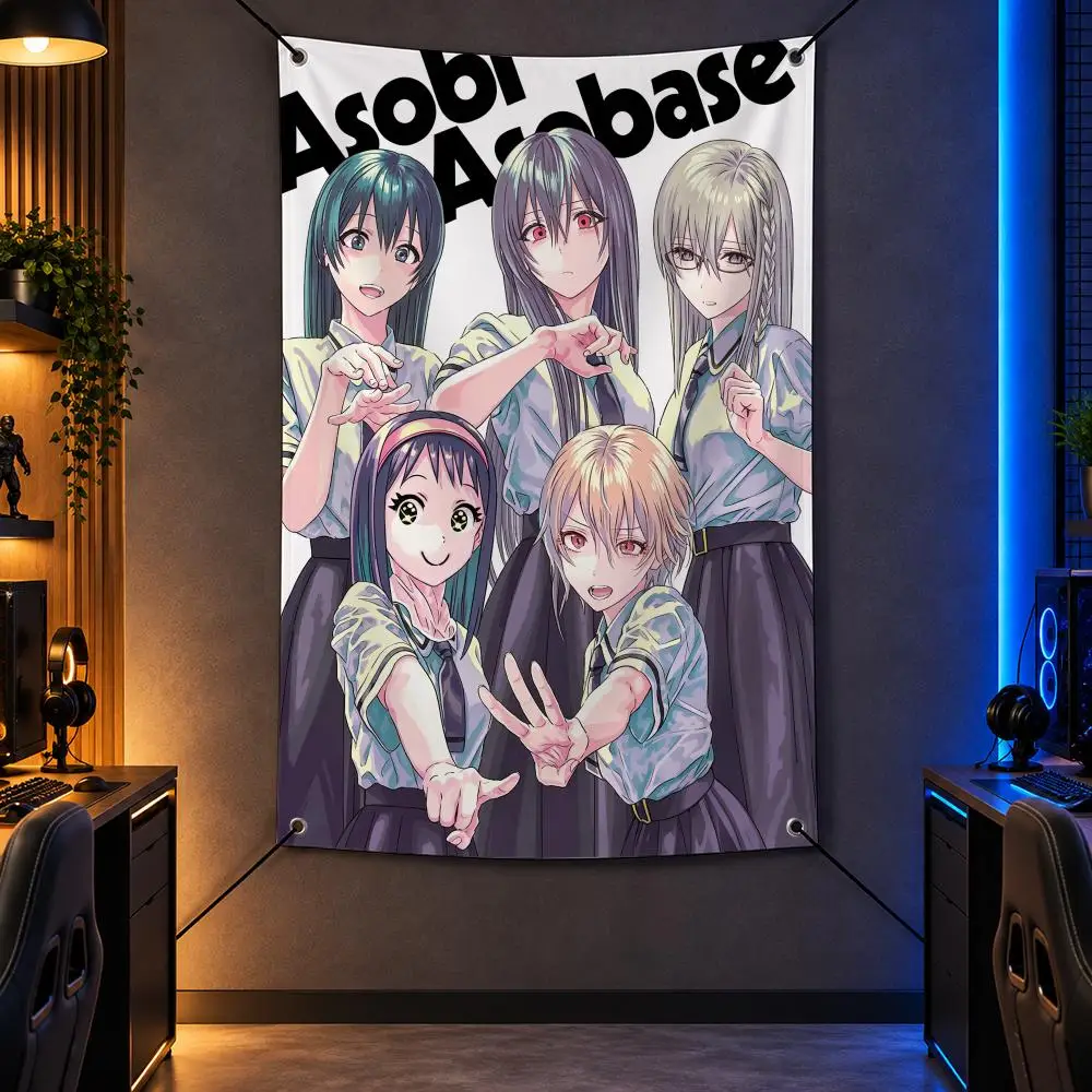 Anime Comedy A-Asobi Asobase Flags Vertical FlagTapestries Gaming Room Repair Shop Garage Lounge Bedroom Garden Bar