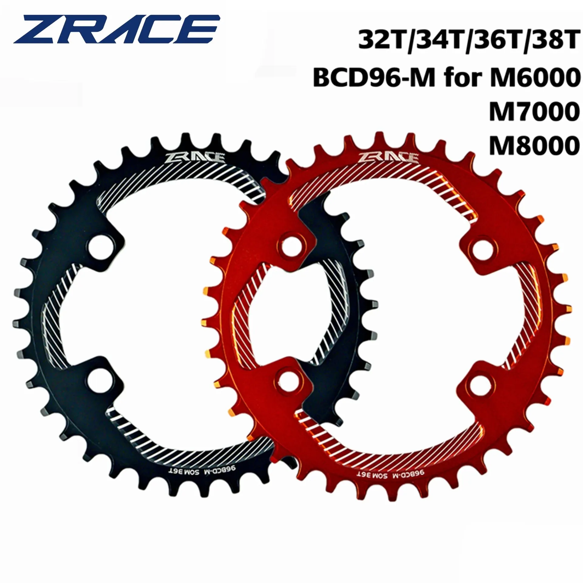 ZRACE BCD96-M MTB Round Chainrings Chainwheel Asymmetrical Narrow Wide Teeth 32T/34T/36T/38T for M8000 M7000 M6000