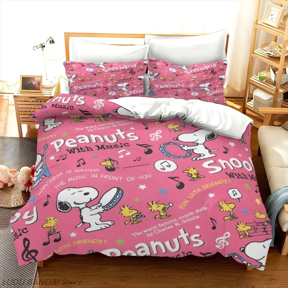 Cartoon Snoopy Duvet Cover 3D Exquisite Anime Digital Print Bedding Set Comforter Bed Youth Home Decor Kids Boys Gift