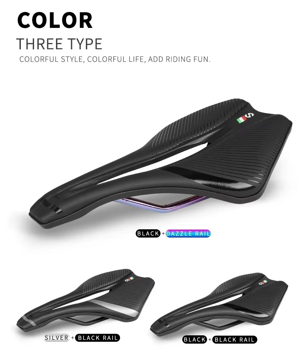 TOSEEK MTB Rennrad-Sattel - Ergonomisches Design Breiter Komfortabler EVA+Superfaser-Ledersitz Hohl Ultraleicht für Lange Touren TT – Detail 3