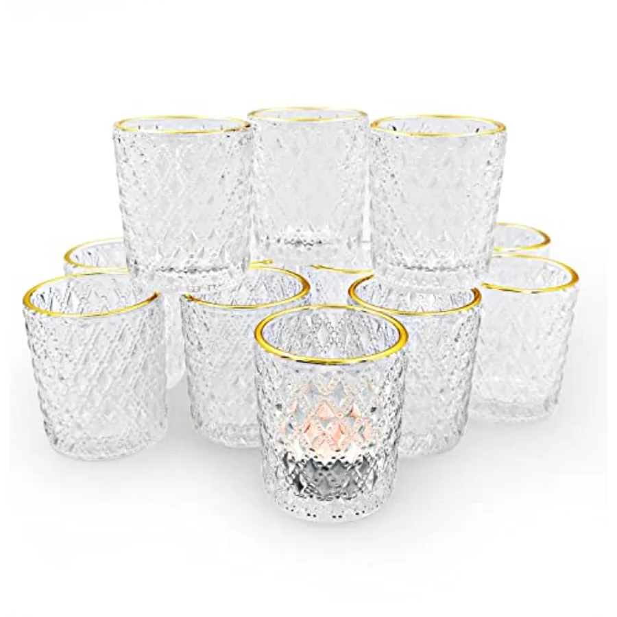 

Clear Tealight Candle Holders Set of 24, Glass Votive Candle Holders with Rim for Wedding Table Centerpiece Birthday Party Chri
