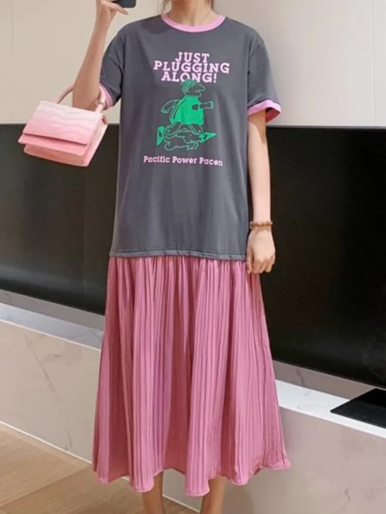 فستان نسائي كوري صيفي جديد مقاس كبير من فيستدوس رداء Ete فام Elbise فضفاض مرقع بحاشية متجعدة فساتين طويلة للسيدات #6