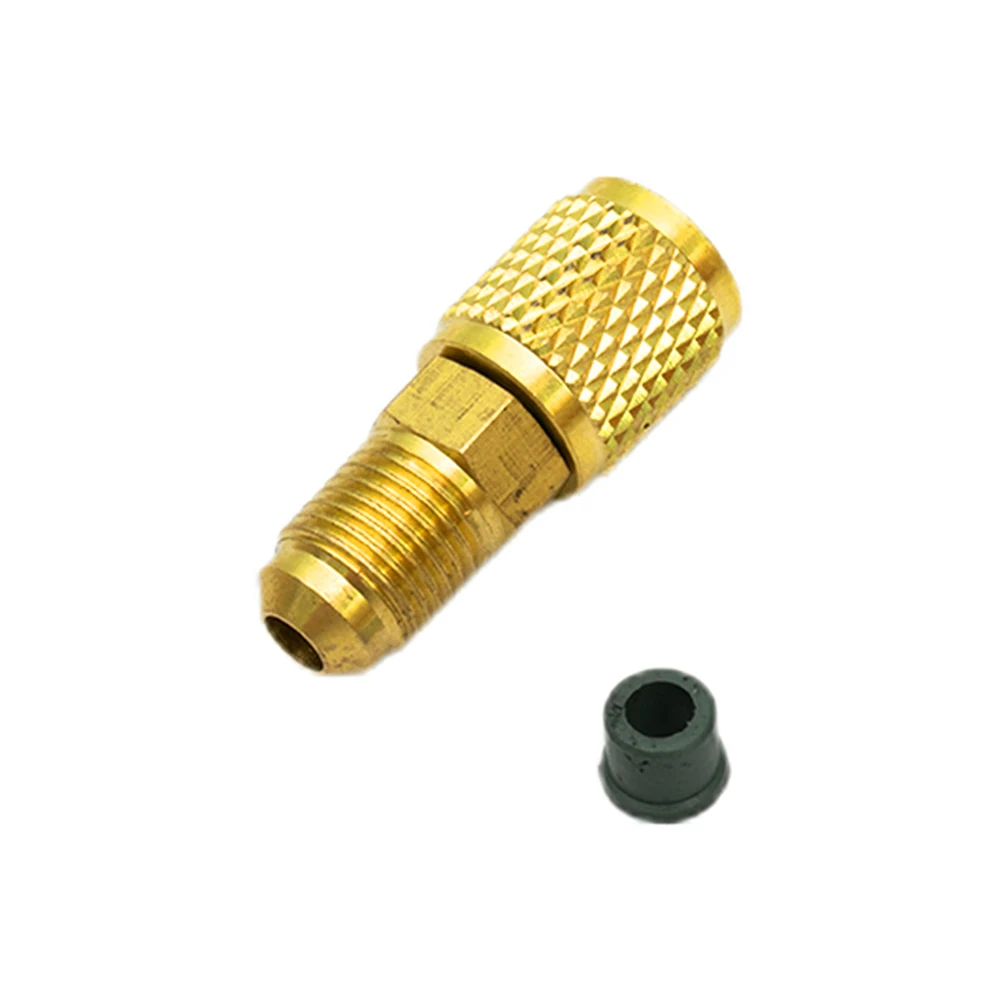 

2Pcs AC Refrigerant Adapter SAE External Thread 1/4 R410A Refrigeration Charging Adapter Brass for R410 R32 R22 Valve System