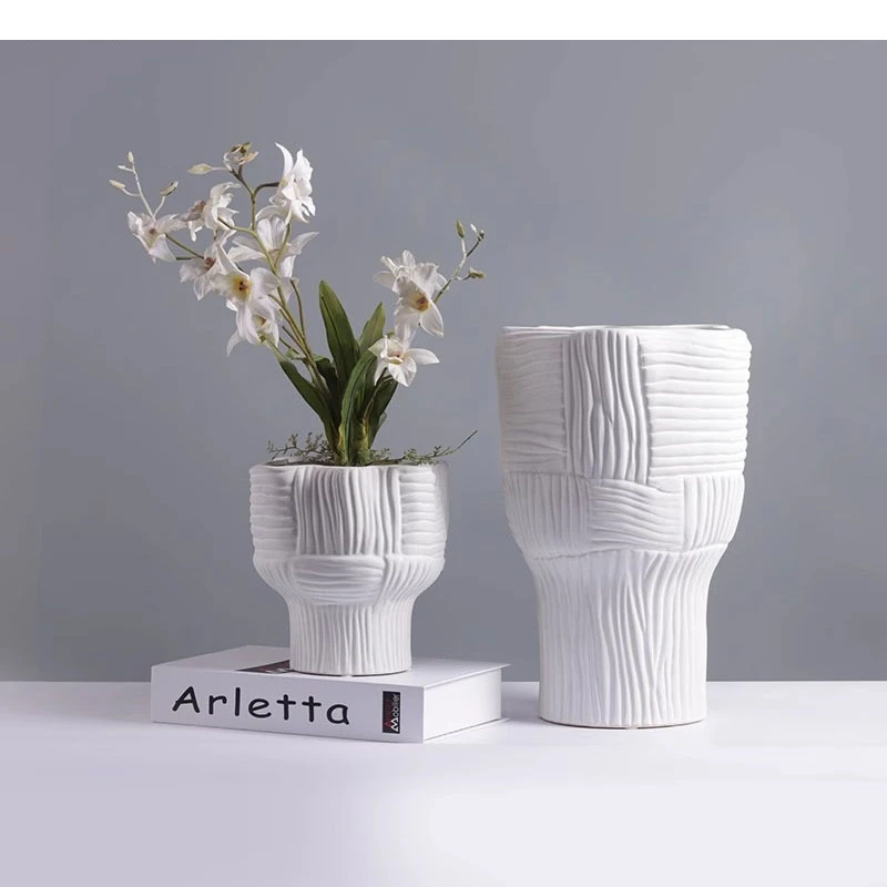 Simplicity Irregular Striped Ceramic Vase Solid Color Flower Arrangement Hydroponic Bedroom Tabletop Ware Ornaments