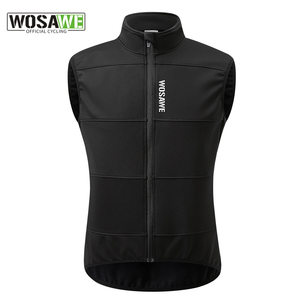 WOSAWE Winter Cycling Vest Warm Up Ciclismo Sleeveless Bike Bicycle Jacket MTB Coat Windproof Cycling Clothing Gilet no pockets