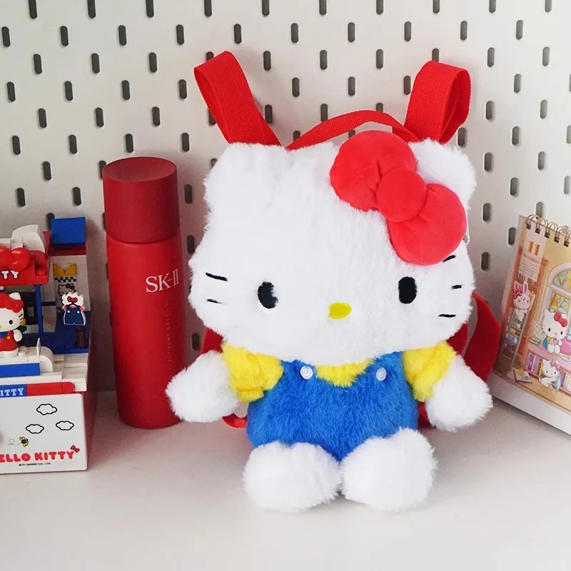 Genuino Anime Sanrio Hello Kitty farcito giocattolo femminile Kawaii KT gatto spalle zaino donna bambino zainetto bambola ragazza regalo di compleanno