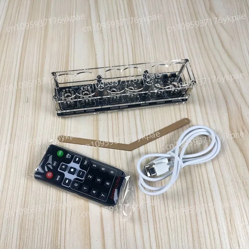 6-bit IN12 Nixie Clock, Glow Tube Clock, with 12/24-hour Switching/timer on/off/delayed Off Functions. Computer Desk Matching