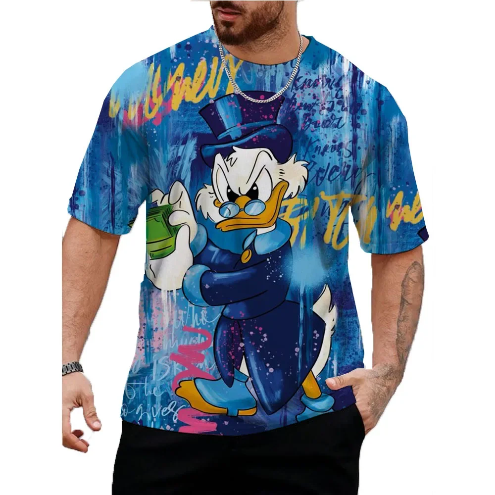 Summer Fashion Disney Donald Duck Print Hip Hop Men T-shirt Trendly Casual Personality Printing Tees Harajuku Street O-neck Tops