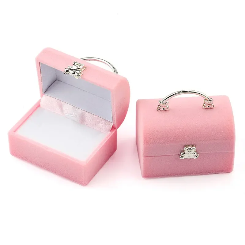 Joyero pequeño, caja para anillos de boda, caja expositor de collares, caja de regalo de oso lindo, caja contenedor, embalaje de joyería
