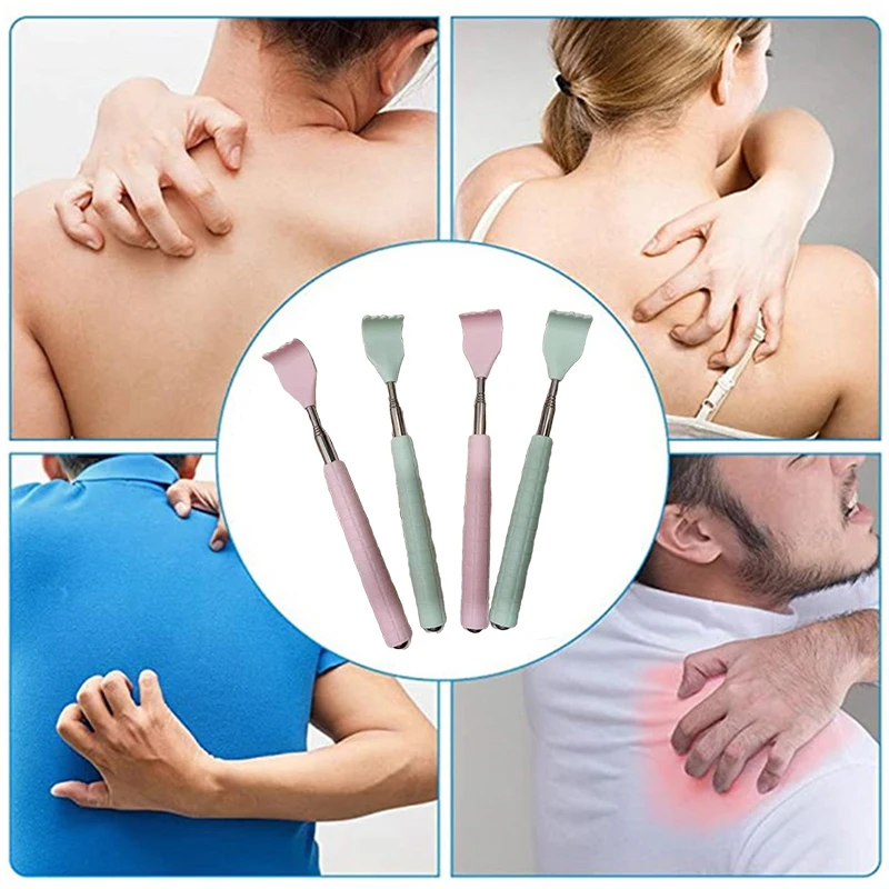 

Stainless Steel Telescopic Back Scratcher with Rolling Massage Beads Extendable Anti-Itch Pet Grooming Tool for Cats And Dogs