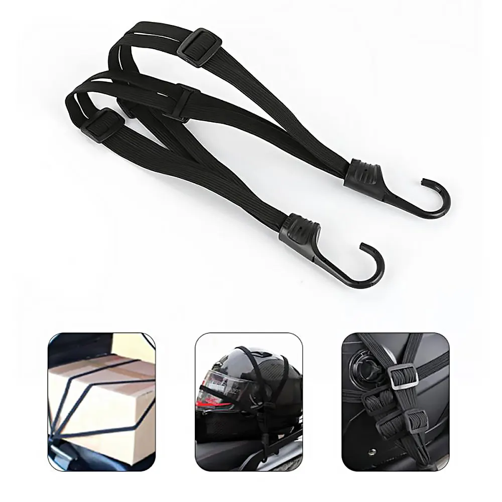 Helmet Rope Highly Elastic Luggage Binding Cord Motorcycles Strength Retractable Helmet Luggage Elastic Rope Strap with 2 Hooks