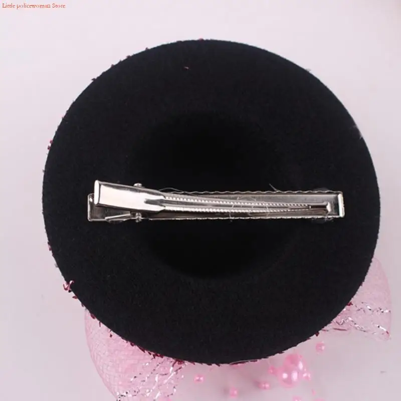 

F92D Чаепитие Чародейка Девушка Чародей Шляпа Дерби Таблетка Шляпа Коктейль Перо Чародей Цветок Чародей Блестящая сетка