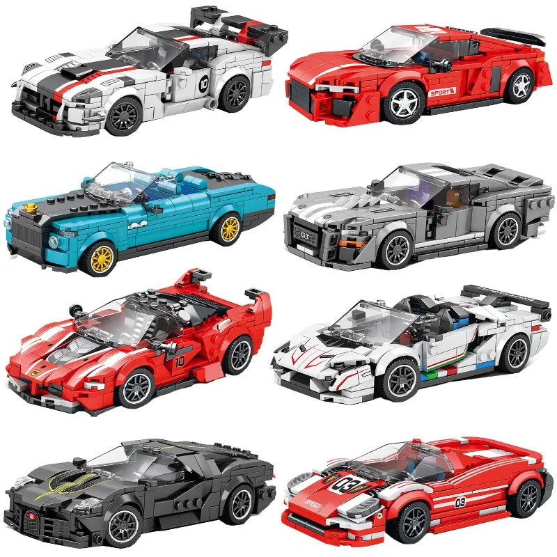 Speed Champions F1 Racing Sports Car Supercar Sticker Technique Vehicle Figure Classic Rally Racer Building Block Model Toy