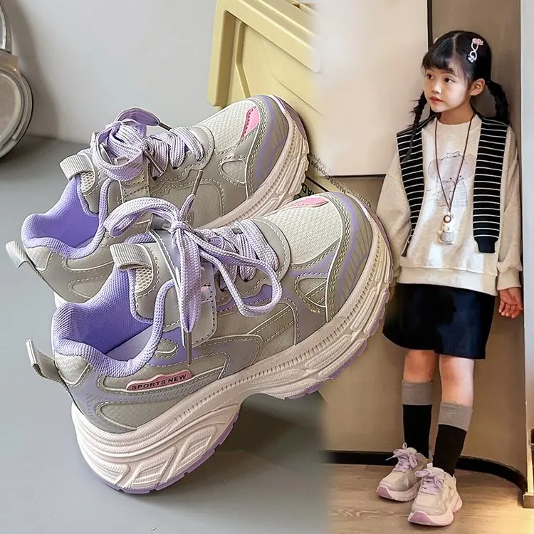 

Детская спортивная обувь для девочек и мальчиков, розовая, двухслойная сетчатая подкладка, сверхлегкая, детская осенняя обувь