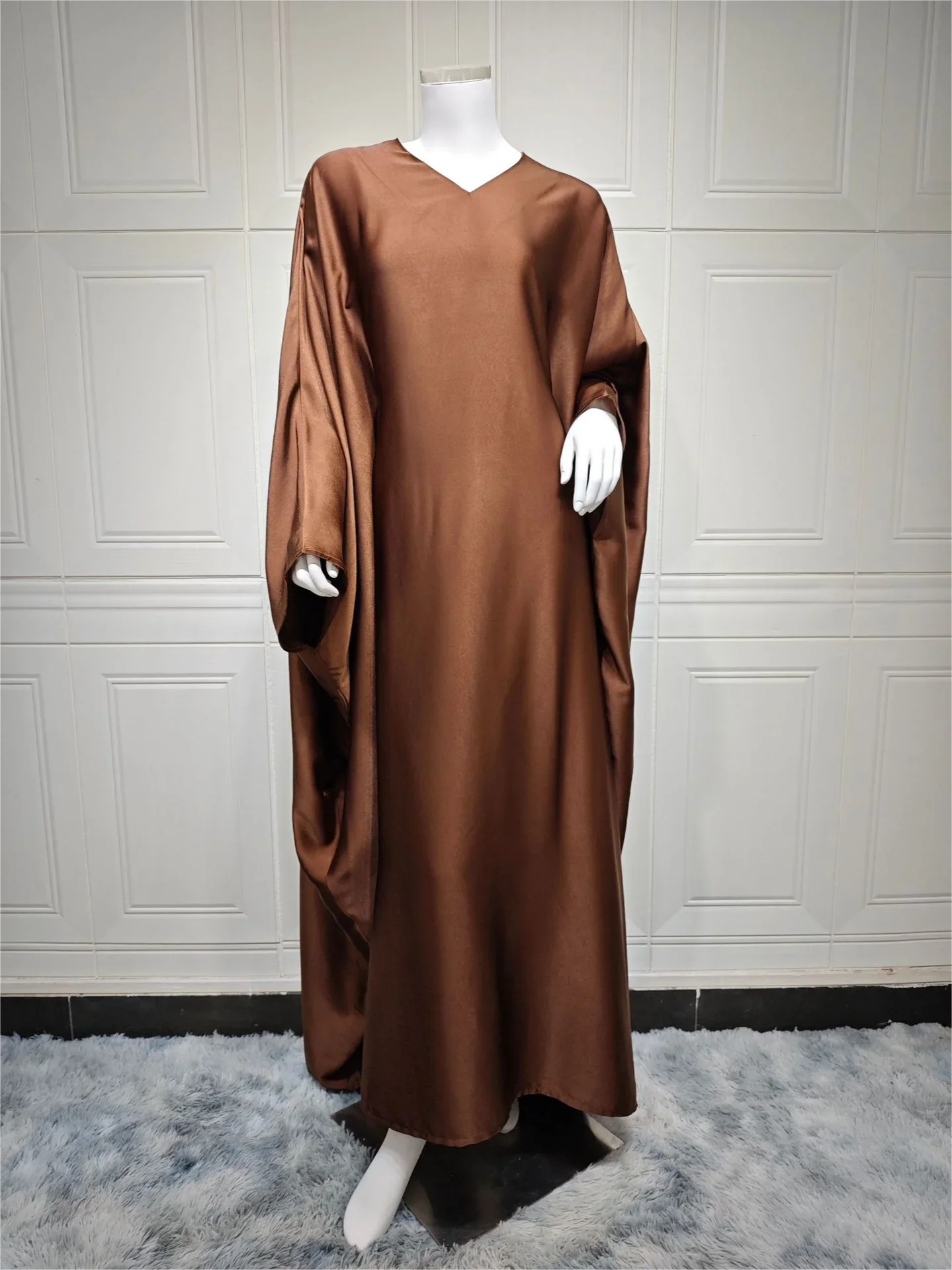 Eid Muslim Abaya for Women Satin Dresses Jalabiya Bat Sleeve Arab Long Robe Ramadan Morocco Dubai Abayas Kaftan Saudi Vestidos