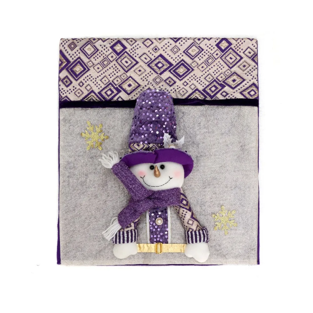 

Мультяшный рождественский чехол на стул, эластичный съемный чехол для сиденья, блестящий фиолетовый рождественский чехол на сиденье стула для ужина, кухня