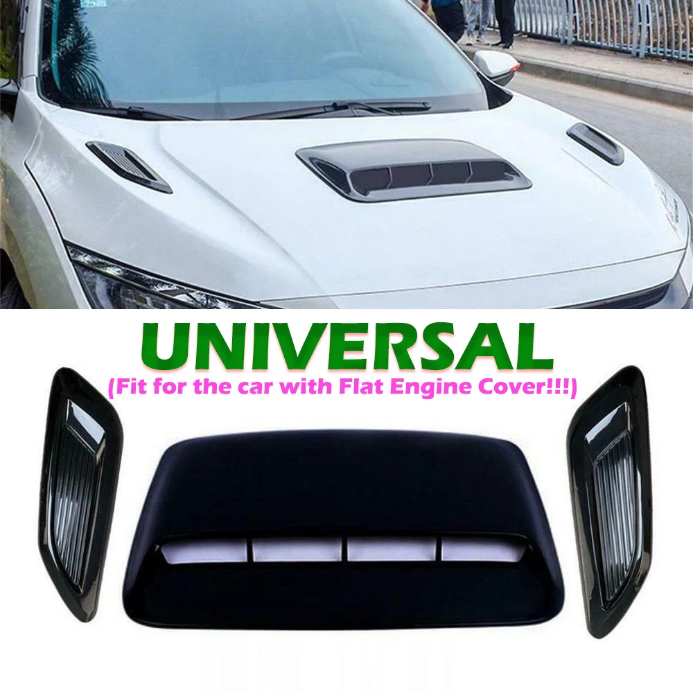 Glossy Black Car Air Flow Decorative Universal Intake Hood Air Vents Cover for Car with Flat Hood Scoop Bonnet Tuning Accessory Glossy Black Car Air Flow Decorative Universal Intake Hood Air Vents Cover for Car with Flat Hood Scoop Bonnet Tuning Accessory