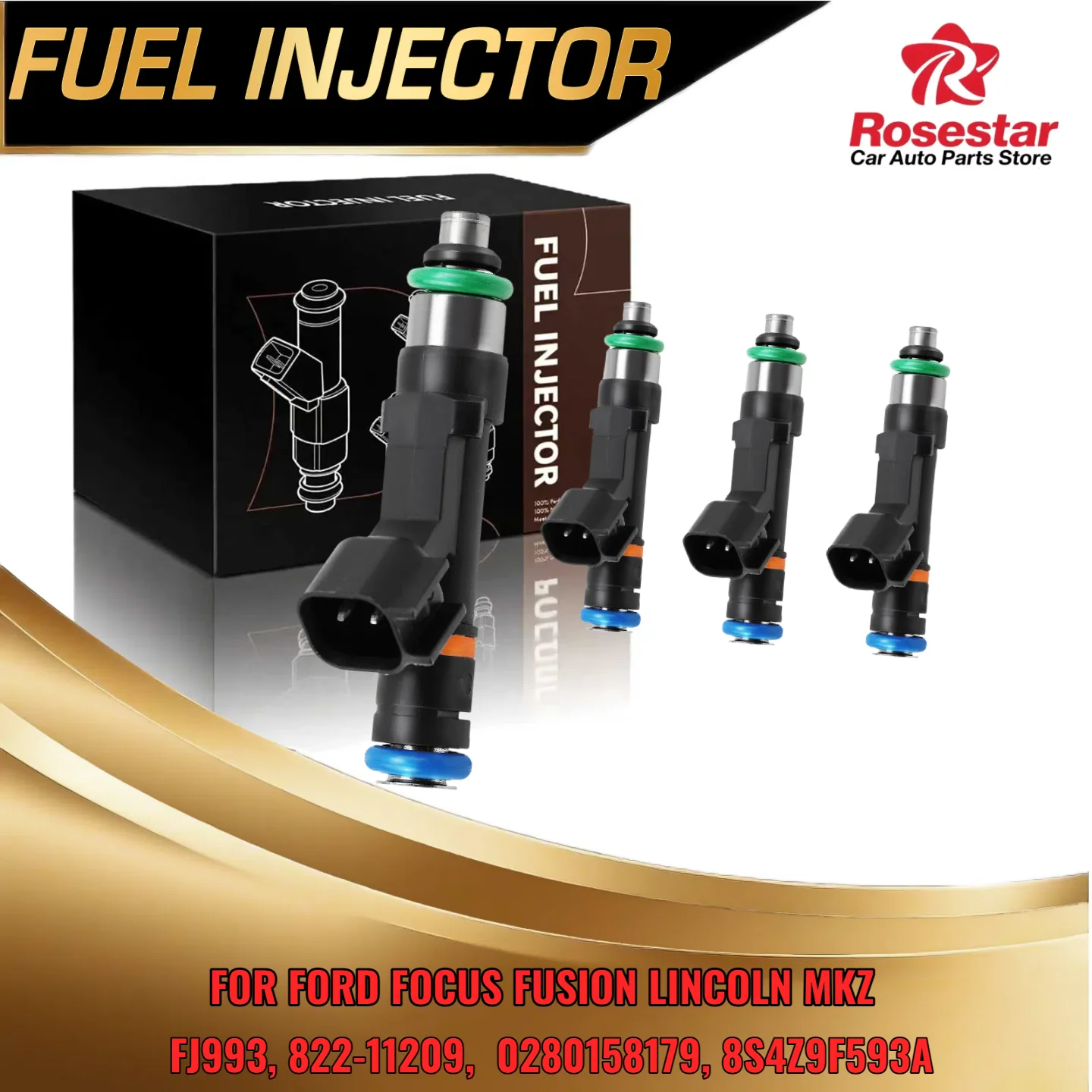 

Set of 4 Fuel Injectors for Ford Focus Fusion 2.0L L4 Engine FJ993 822-11209 Fits Lincoln MKZ