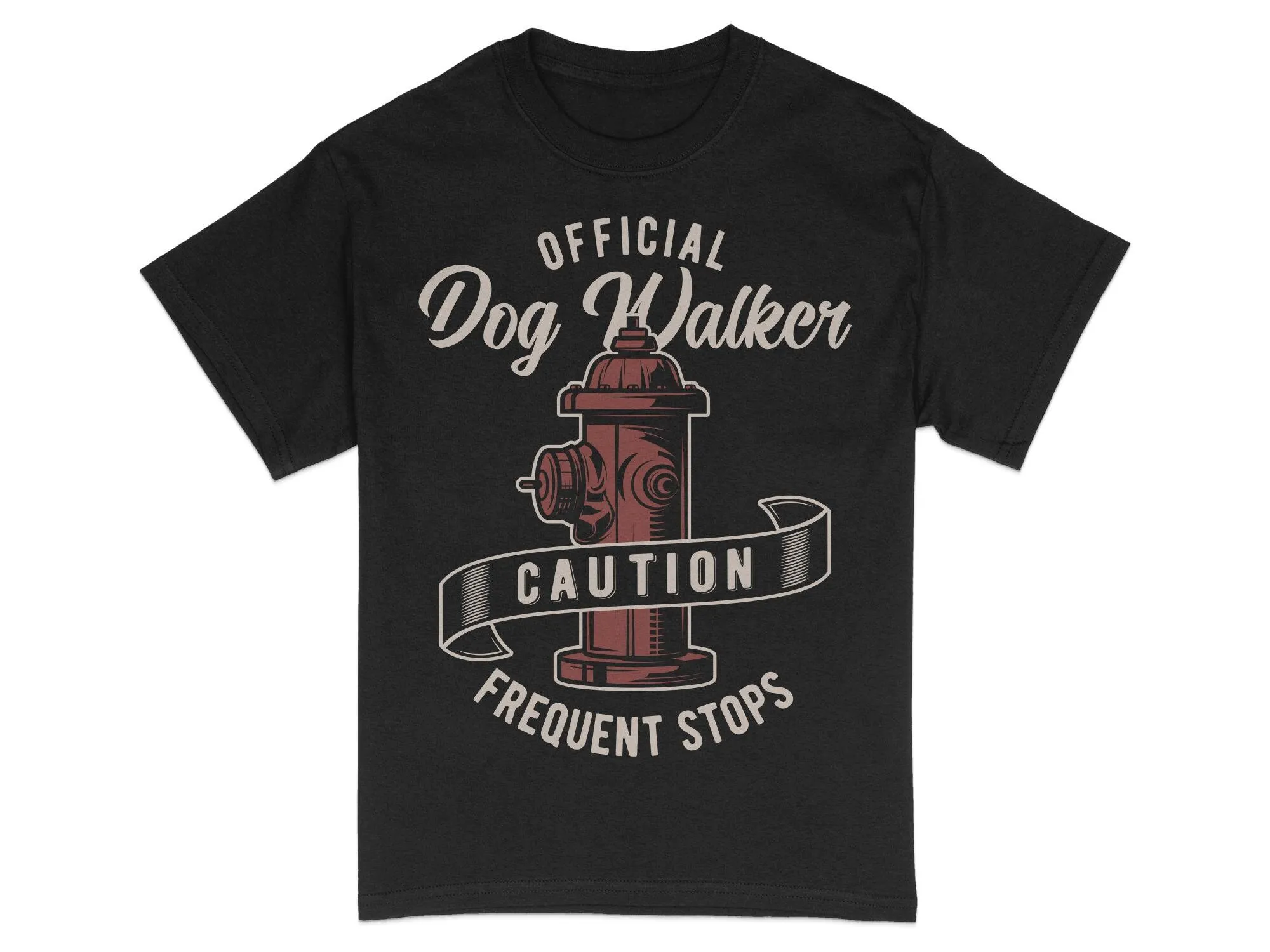 Official Dog Walker T Shirt Caution Frequent Stops Pet Lover Funny Walking for Owners