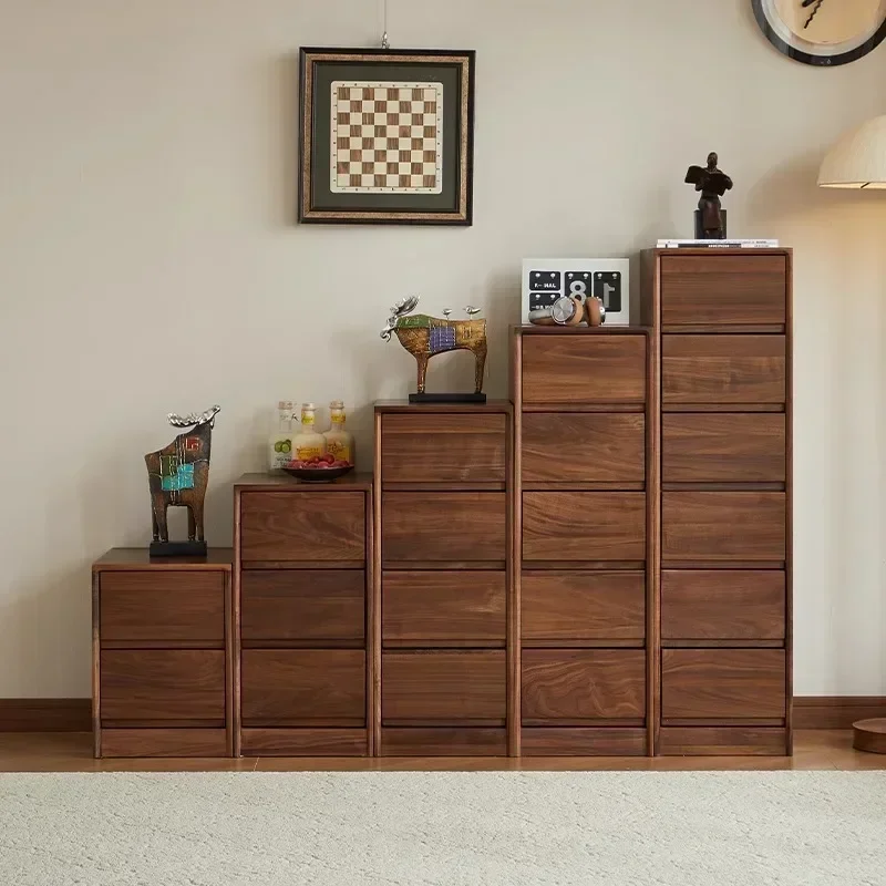 Black walnut bucket, solid wood narrow, household crevice cabinet, storage combination cabinet,