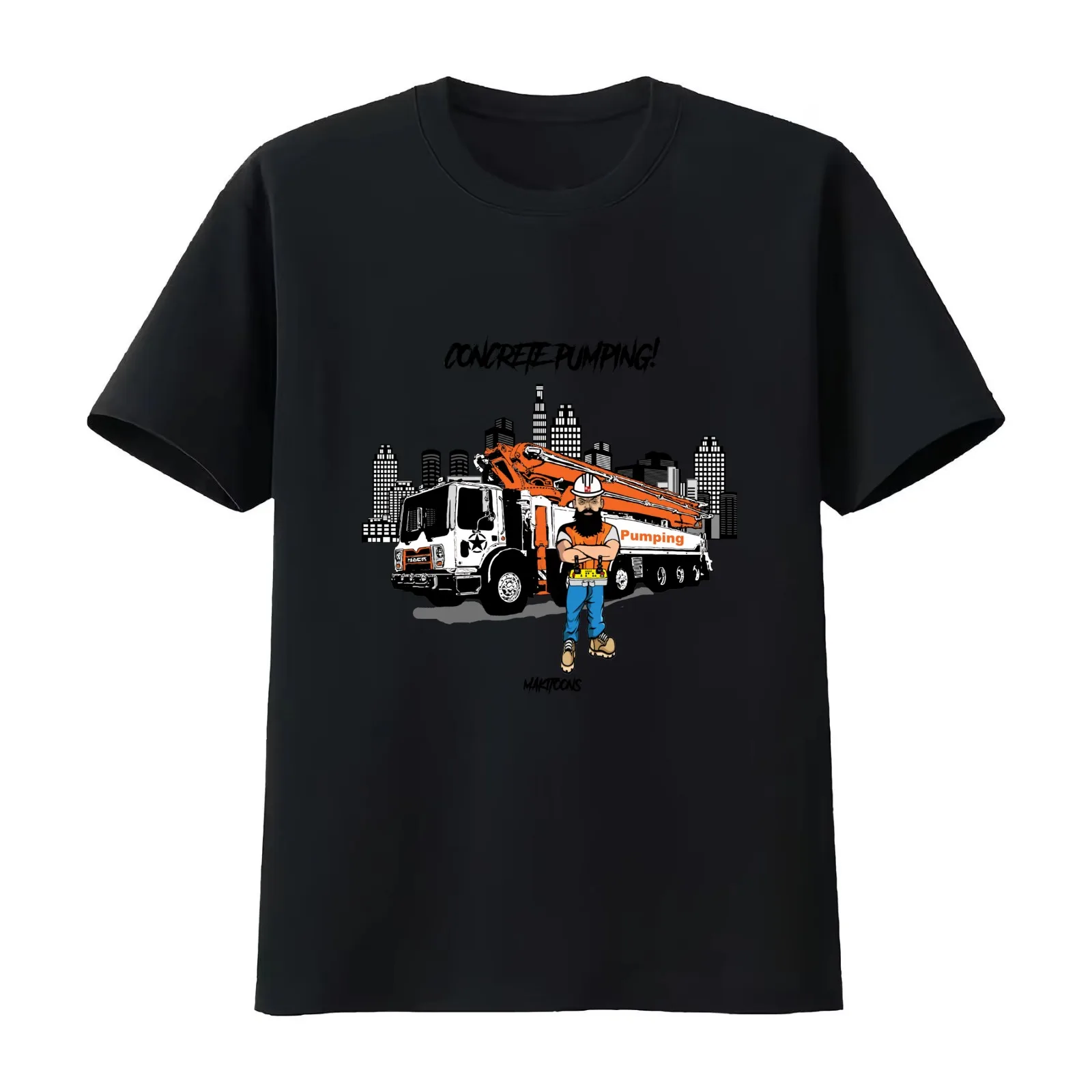 Man concrete pumper T-Shirt Summer Casual Cotton Tee Oversized Streetwear Tops Vintage Graphic Print Loose Fit Short Sleeve