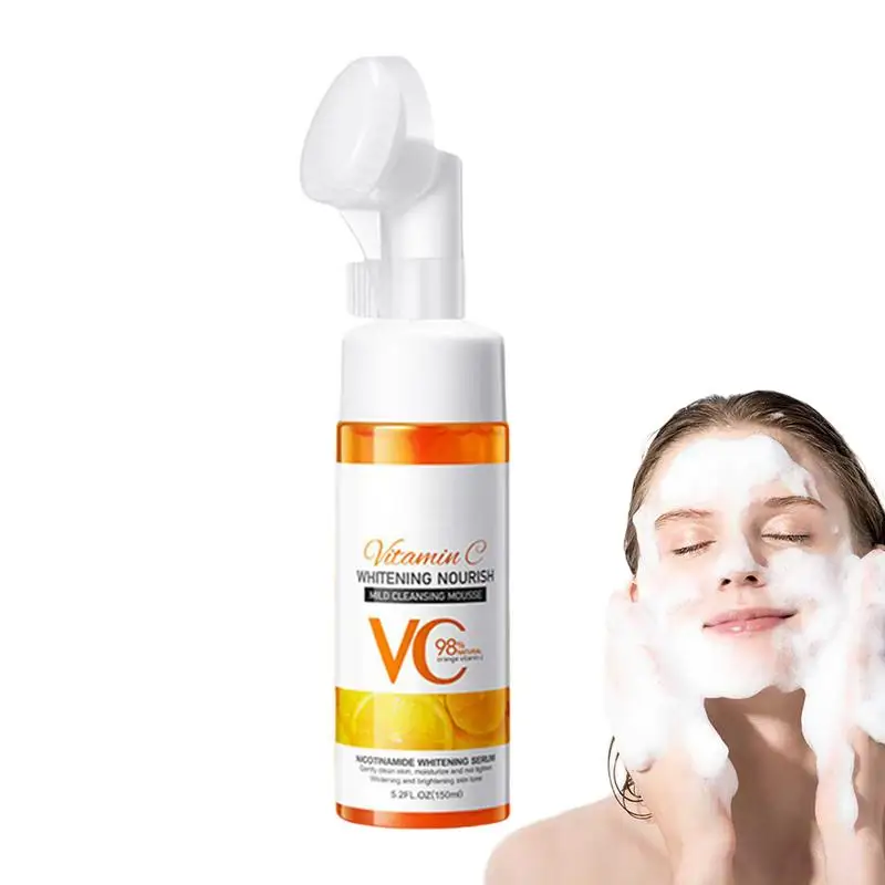 150ml Vitamin C Facial Cleanser Foam Face Wash Remove Blackhead Moisturizing Shrink Pores Deep Cleaning Oil Control Skin Care