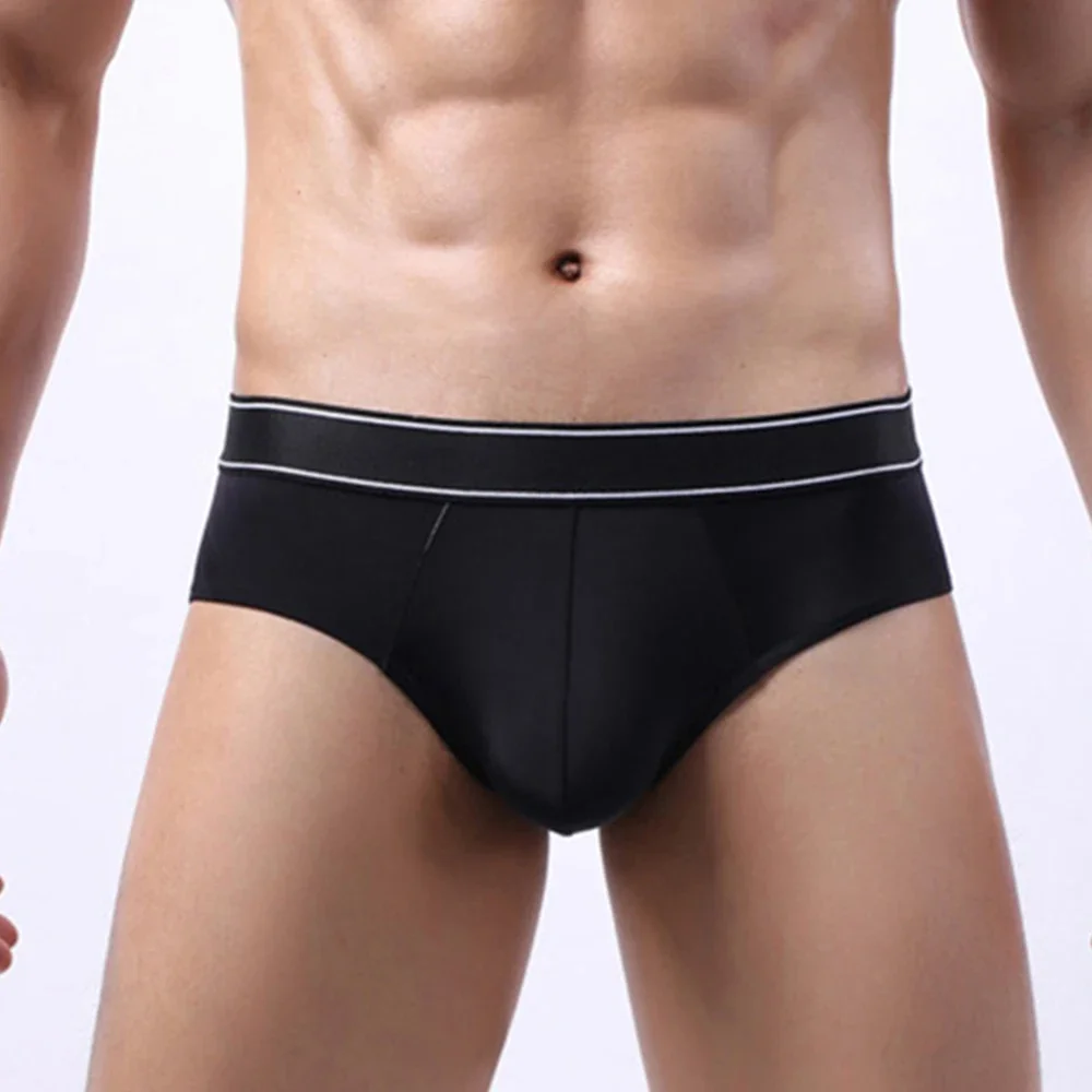 

Men Sexy Ice Silk Briefs Bulge Pouch Underwear Breathable Underpants Man Comfortable Seamless Panties Breathable Briefs Knickers