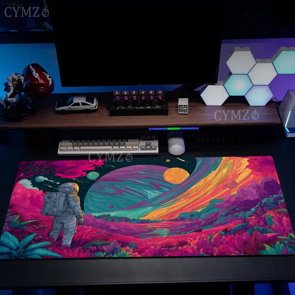 Psychedelic art space illustration Mouse Pad Desk Mat Non-Slip Durable office mouse mat gaming mats Stitched Edge HD printing