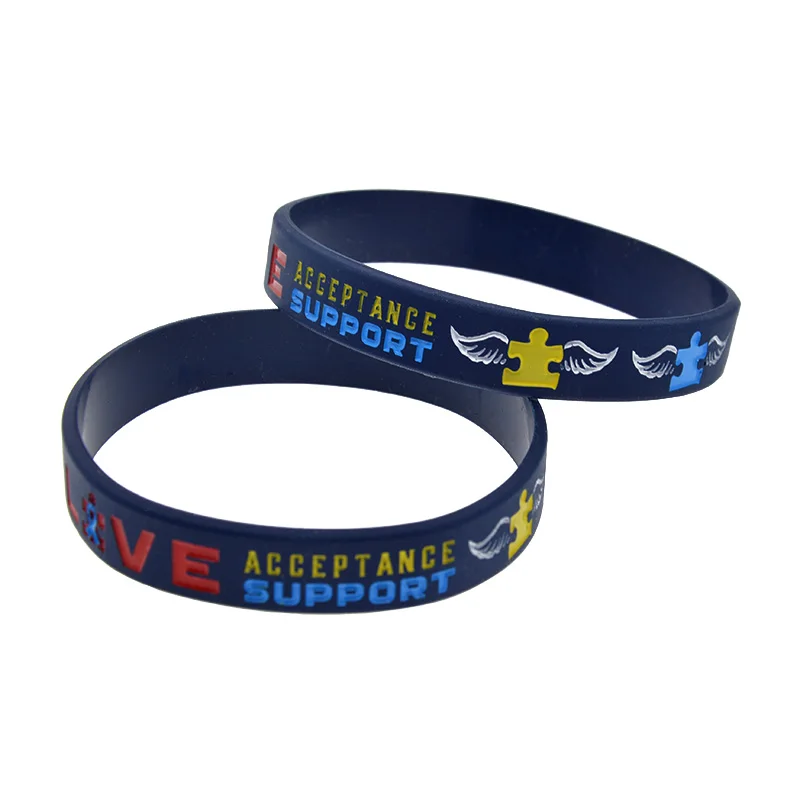 50 Stück Autismus-Bewusstseins-Armbänder aus Silikon mit Aufschrift „Liebe und Unterstützung“, inspirierende Gummibänder für Erwachsene – Detail 7
