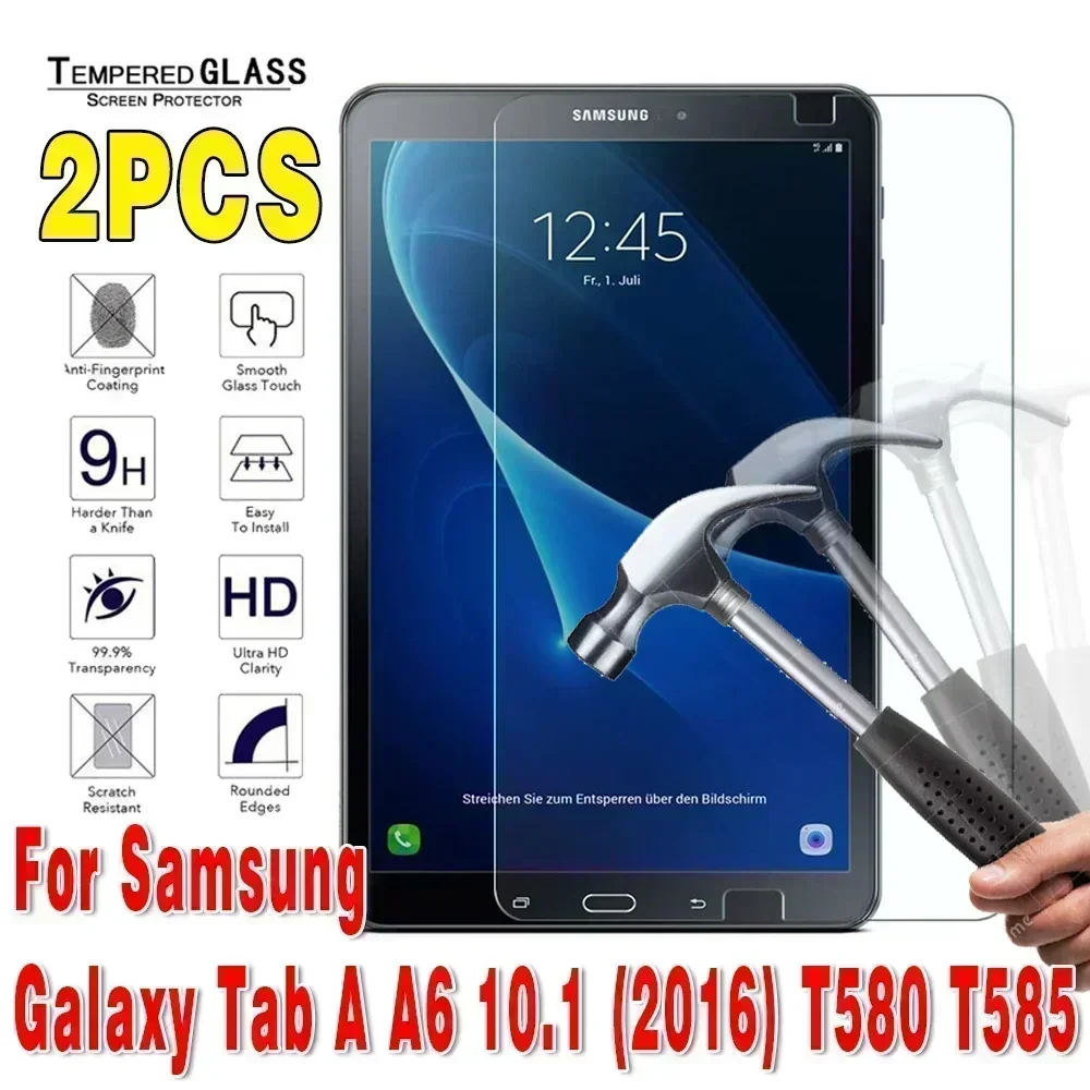 2Pcs for Samsung Galaxy Tab A A6 10.1 (2016) Tablet SM-T580 SM-T585 Bubble Free Protective Film Anti-Scratch Tempered Glass