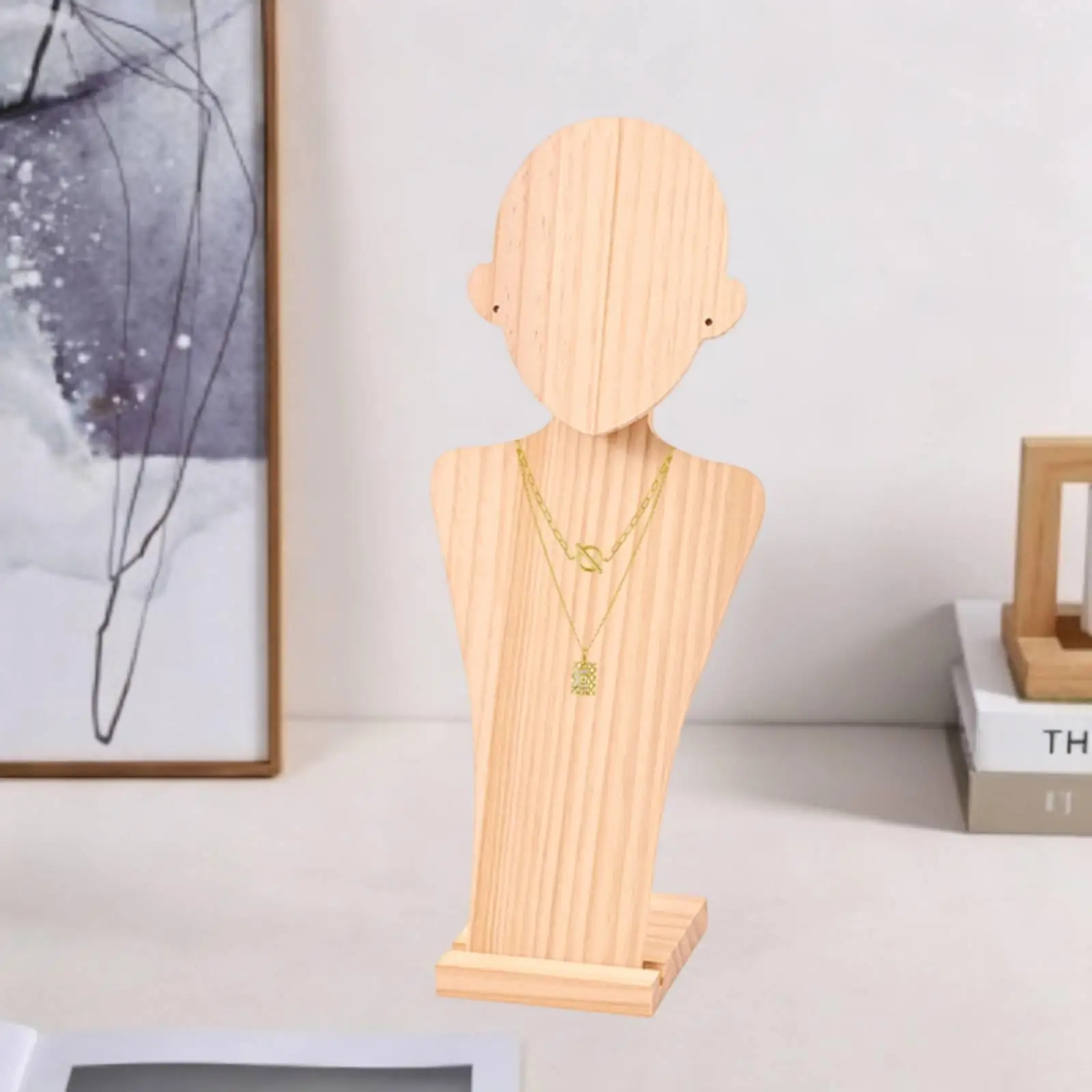 

Wooden Jewelry Hanger Stand for Necklace Earring Set Jewelry Organizer Tray Display for Store Home Decor Props
