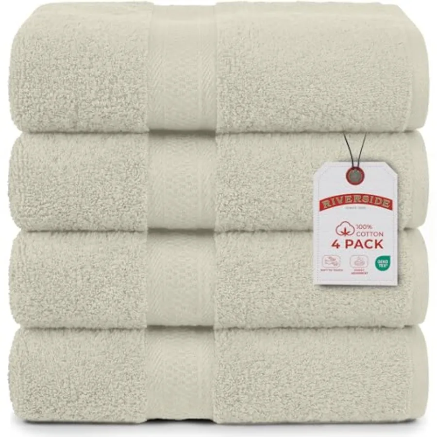 

100% Ring Spun Cotton Large Set of 4, 27 x 54 Inch Quick Dry, Soft and Highly Absorbent for Shower and room Luxury 600 GSM for