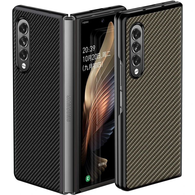 

New Genuine Aramid Fiber Carbon Innovative For Samsung Galaxy Z Fold 3 Texture For Galaxy Fold 3 Shockproof CASE Cover