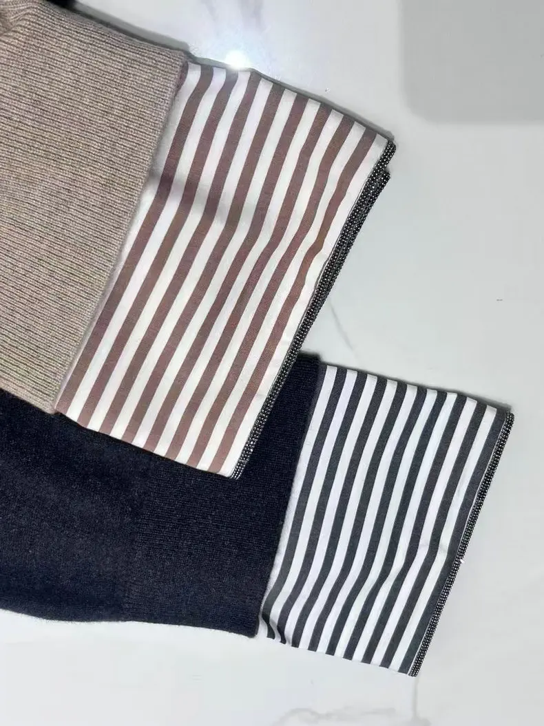 2025, Herbst und Winter, neuer Stehkragen-Kaschmirpullover, Nähte, Ärmel, lockerer Pullover für Damen