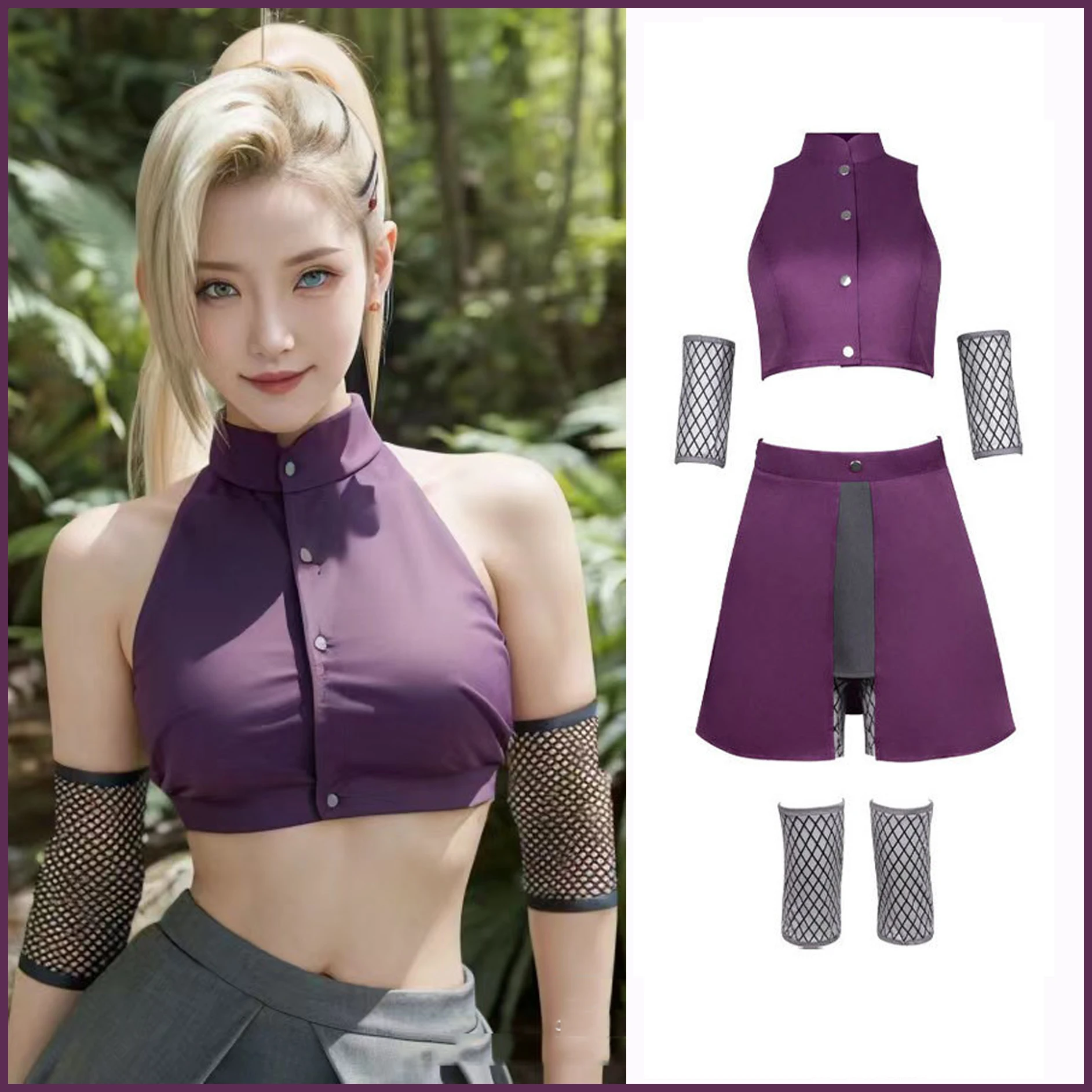 Disfraces de Ninja de Anime para mujer, Cosplay de Ino Shika Cho, jabalí, ciervo, mariposa, Disfraces de Halloween para adultos, juego de rol para fiesta, nuevo, 2024