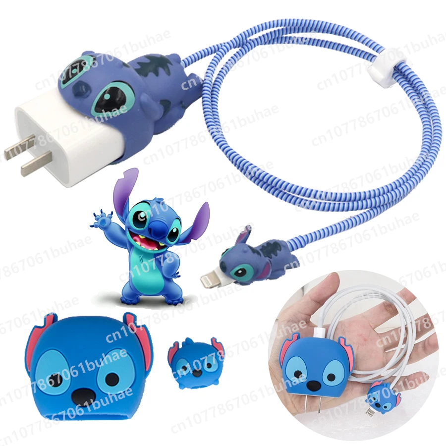 

Stitch Disney 3D Cartoon Charger Protective Case for Apple IPhone 15 14 18W 20W Fast Charge Protection Cover Cable Winder