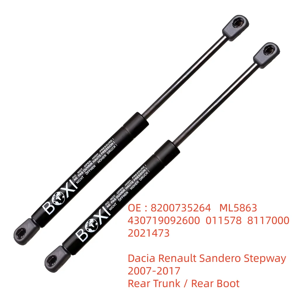 BOXI 2Pcs Rear Boot Gas Spring Lift Support 8200526363 8200735264 For Dacia Renault  Sandero Stepway 2007 - 2017 Lift Struts