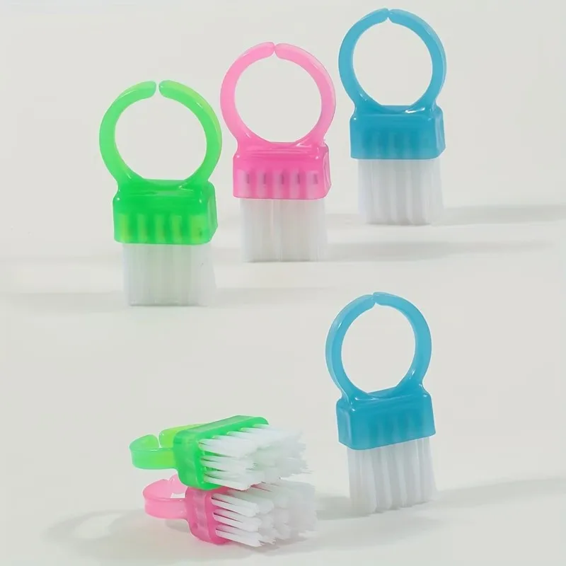 16 pcs Soft Fine Bristles Ring Cleaning Brush, great for Keyboard Dusting, Portable Finger Loop Design, Random Color