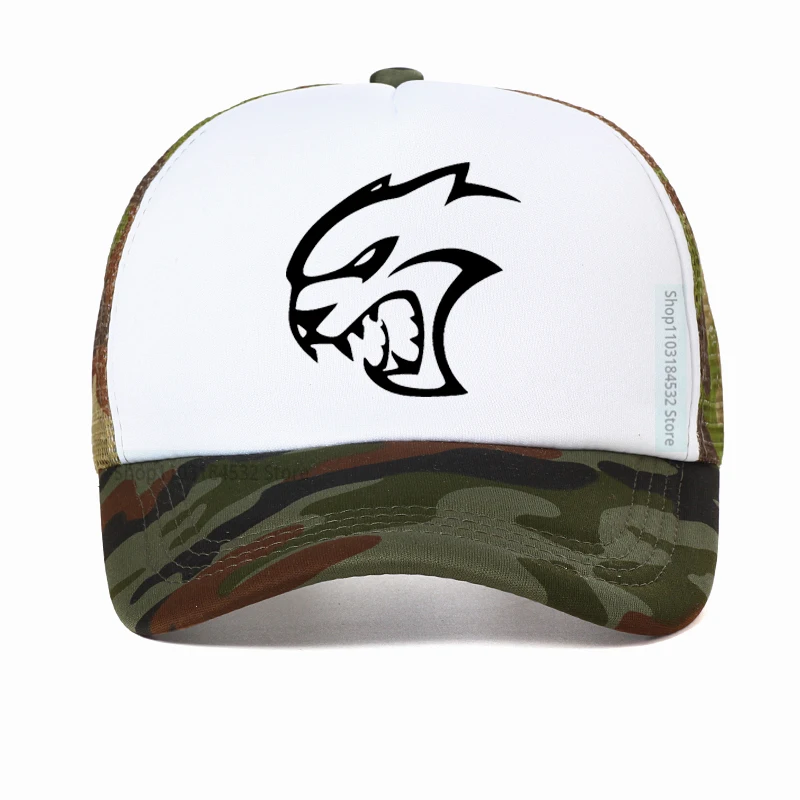 Hellcat Head Baseballkappe, modisch, lässig, für den Außenbereich, Unisex, verstellbare Snapback-Mütze, lässige Mesh-Trucker-Hüte – Detail 4