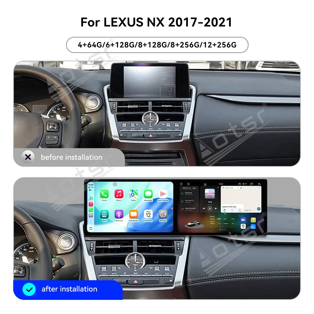 Dual 10.1 Inch Android 15 CarPlay Radio For LEXUS NX 2017-2021 HD Touch Screen Multimedia Player Car GPS Navigati Head Unit Auto