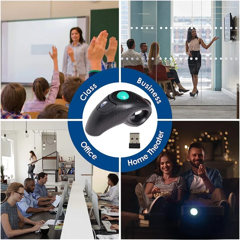 2.4G Wireless Trackball Mouse Wired Mini USB Portable Finger Mice Ergonomic Right Left Hand For PC Tablet Laptop Computer